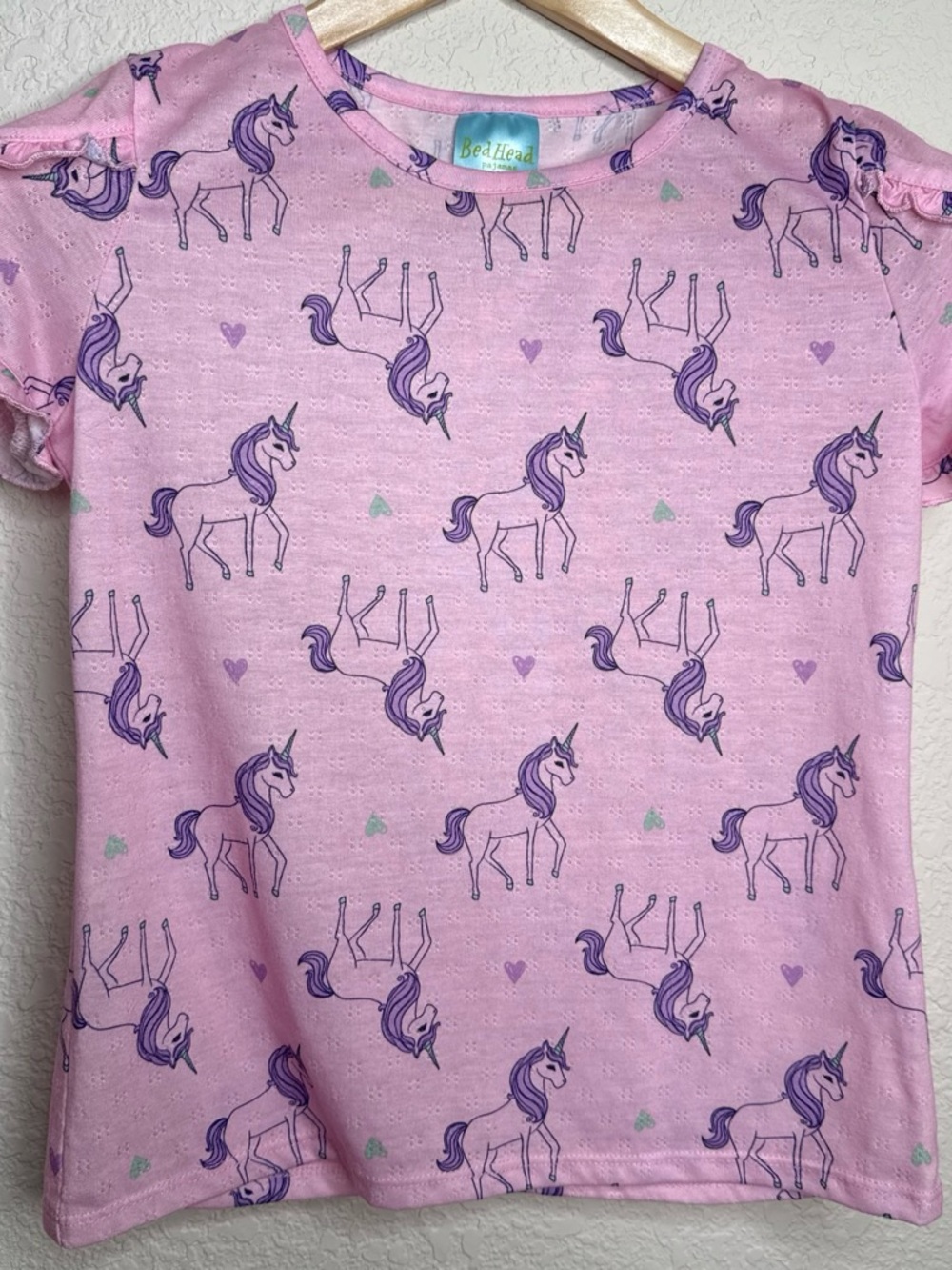 BedHead Pajamas Girls Size 12 Pink Unicorn Two Piece Set Ruffle PJs NWOT - Picture 2 of 4